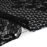 Rayon and Nylon Corded Lace with Scalloped Finished Edges - Black Flower and Dot Stripes