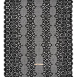 Rayon and Nylon Corded Lace with Scalloped Finished Edges - Black Flower and Dot Stripes