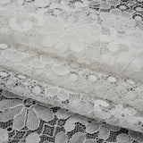 Rayon and Nylon Corded Lace with Scalloped Finished Edges - Ivory Flower and Dot Stripes