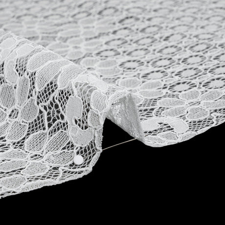 Rayon and Nylon Corded Lace with Scalloped Finished Edges - Ivory Flower and Dot Stripes