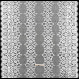 Rayon and Nylon Corded Lace with Scalloped Finished Edges - Ivory Flower and Dot Stripes
