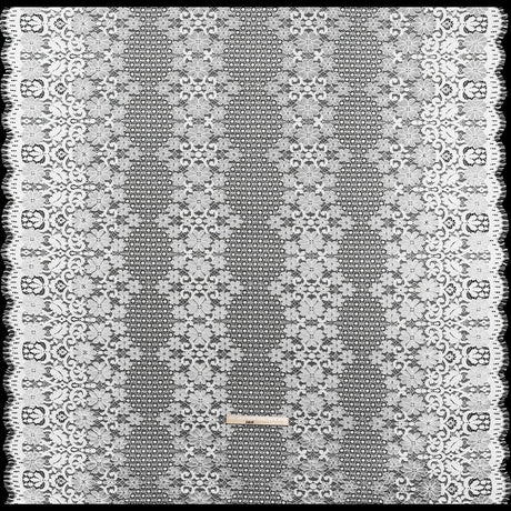 Rayon and Nylon Corded Lace with Scalloped Finished Edges - Ivory Flower and Dot Stripes