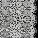 Rayon and Nylon Corded Lace with Scalloped Finished Edges - Ivory Flower and Dot Stripes