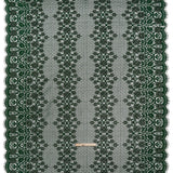 Rayon and Nylon Corded Lace with Scalloped Finished Edges - Hunter Green Flower and Dot Stripes