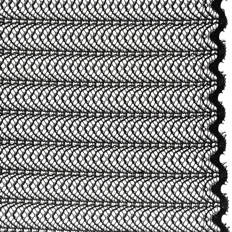 Rayon and Nylon Corded Lace with Little Scallop Finished Edges - Black Archway Stripes