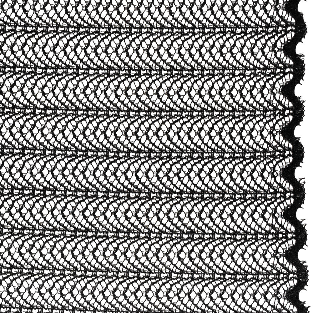 Rayon and Nylon Corded Lace with Little Scallop Finished Edges - Black Archway Stripes