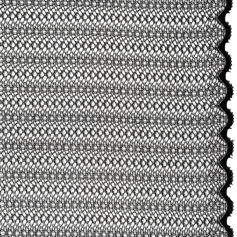 Rayon and Nylon Corded Lace with Little Scallop Finished Edges - Black and White Archway Stripes