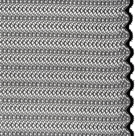 Rayon and Nylon Corded Lace with Little Scallop Finished Edges - Black and White Archway Stripes