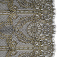 Metallic Re-Embroidered Raschel Lace - Black and Gold Stripes and Diamond Lattice with Floral Border