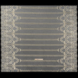 Metallic Re-Embroidered Raschel Lace - Ivory and Gold Stripes and Diamond Lattice with Floral Border