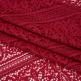 Re-Embroidered Lace with Finished Edges - Red Bug Floral Medallion Stripes