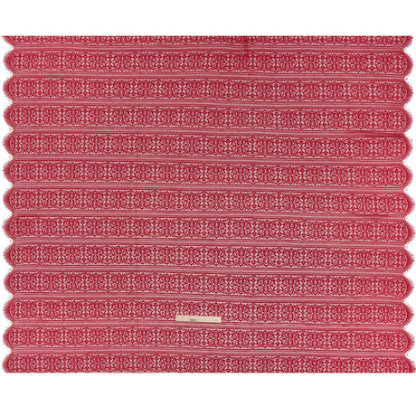 Re-Embroidered Lace with Finished Edges - Red Bug Floral Medallion Stripes