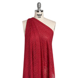 Re-Embroidered Lace with Finished Edges - Red Bug Floral Medallion Stripes