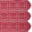 Re-Embroidered Lace with Finished Edges - Red Bug Floral Medallion Stripes