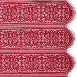 Re-Embroidered Lace with Finished Edges - Red Bug Floral Medallion Stripes