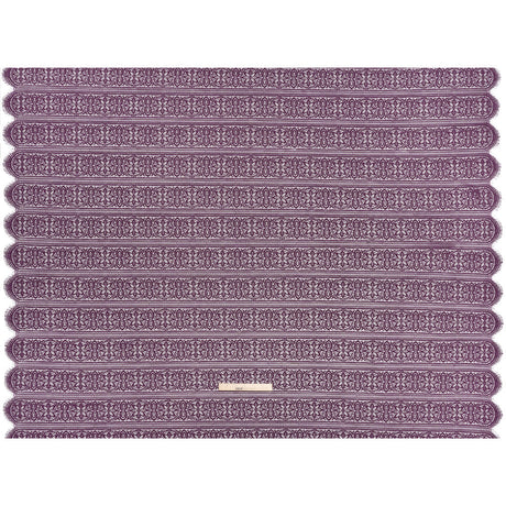 Re-Embroidered Lace with Finished Edges - Shadow and Purple Floral Medallion Stripes