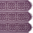 Re-Embroidered Lace with Finished Edges - Shadow and Purple Floral Medallion Stripes