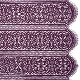 Re-Embroidered Lace with Finished Edges - Shadow and Purple Floral Medallion Stripes