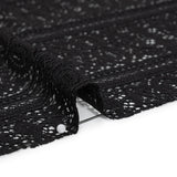 Re-Embroidered Lace with Finished Edges - Black Floral Medallion Stripes