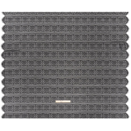 Re-Embroidered Lace with Finished Edges - Black Floral Medallion Stripes