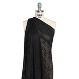 Re-Embroidered Lace with Finished Edges - Black Floral Medallion Stripes