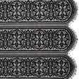 Re-Embroidered Lace with Finished Edges - Black Floral Medallion Stripes
