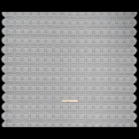 Re-Embroidered Lace with Finished Edges - Ivory Floral Medallion Stripes