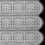 Re-Embroidered Lace with Finished Edges - Ivory Floral Medallion Stripes
