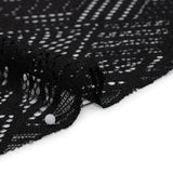Raschel Lace with Organic Finished Edges - Black Geometry and Leaves