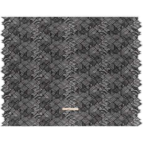 Raschel Lace with Organic Finished Edges - Black Geometry and Leaves