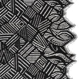 Raschel Lace with Organic Finished Edges - Black Geometry and Leaves