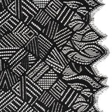 Raschel Lace with Organic Finished Edges - Black Geometry and Leaves