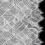 Raschel Lace with Organic Finished Edges - Ivory Geometry and Leaves