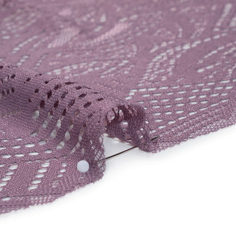 Raschel Lace with Organic Finished Edges - Amethyst Geometry and Leaves