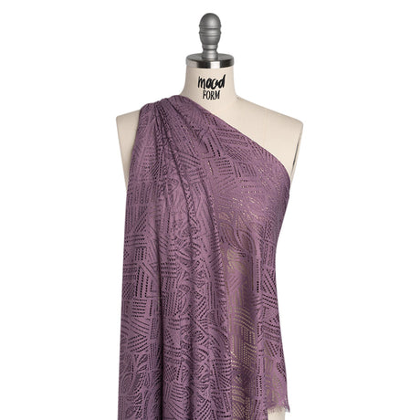 Raschel Lace with Organic Finished Edges - Amethyst Geometry and Leaves