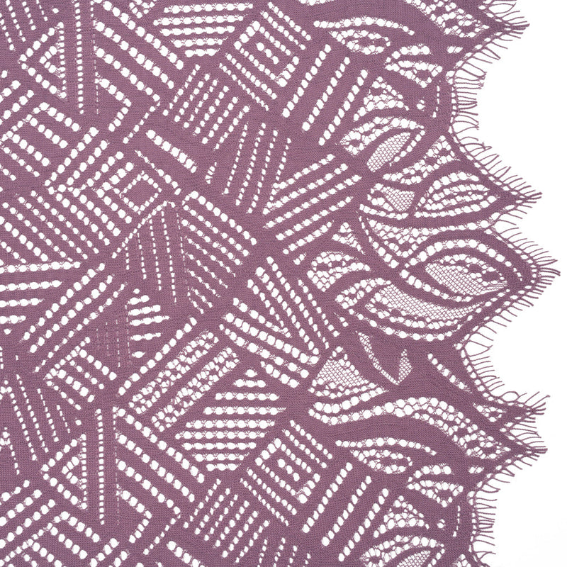 Raschel Lace with Organic Finished Edges - Amethyst Geometry and Leaves