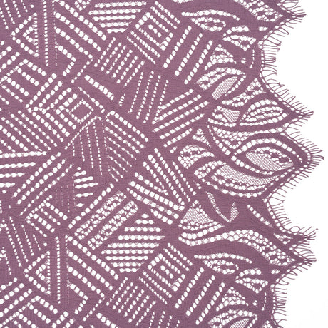 Raschel Lace with Organic Finished Edges - Amethyst Geometry and Leaves