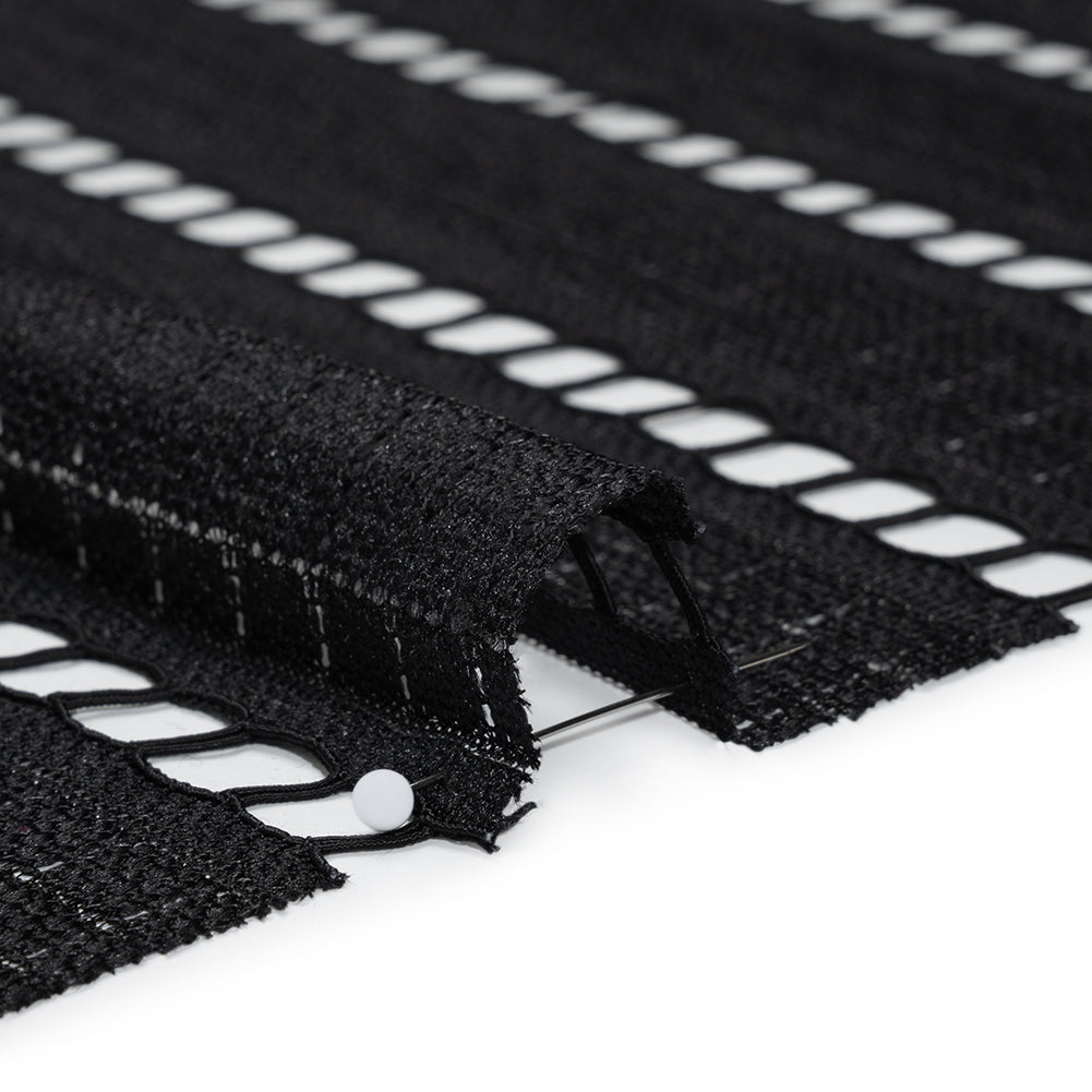Corded Lace - Black Squares and Stripes