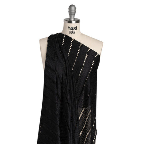 Corded Lace - Black Squares and Stripes