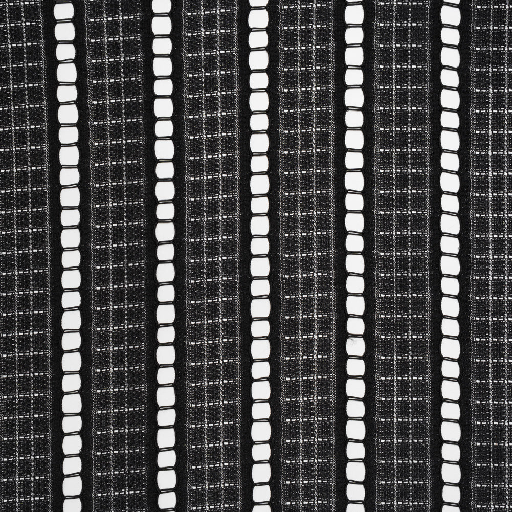 Corded Lace - Black Squares and Stripes