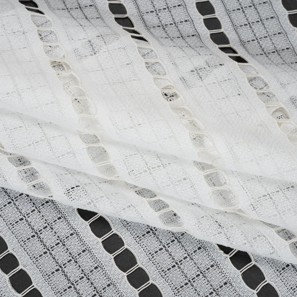 Corded Lace - Ivory Squares and Stripes