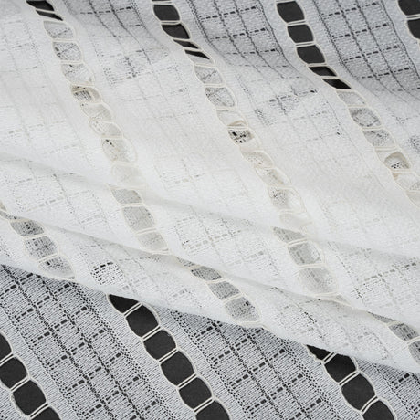 Corded Lace - Ivory Squares and Stripes