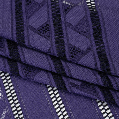 Corded Lace - Violet and Black Geometric Stripes