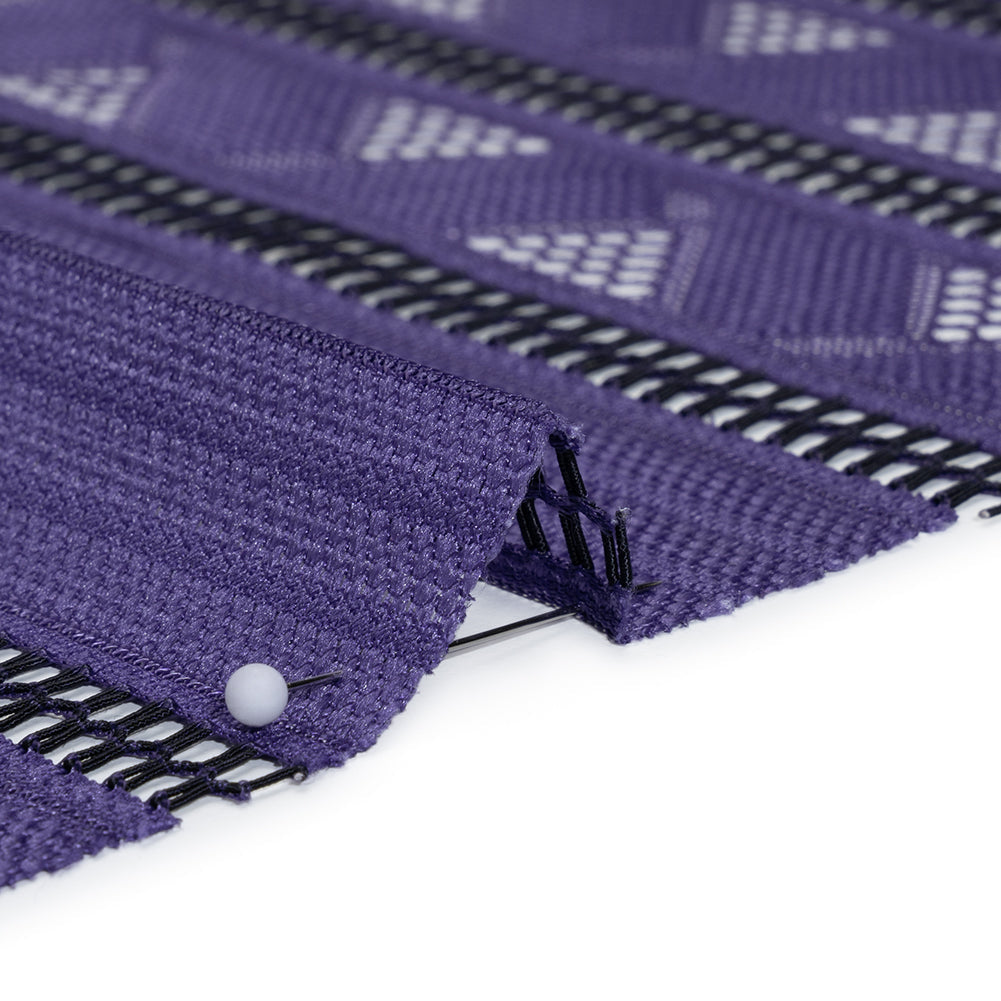 Corded Lace - Violet and Black Geometric Stripes