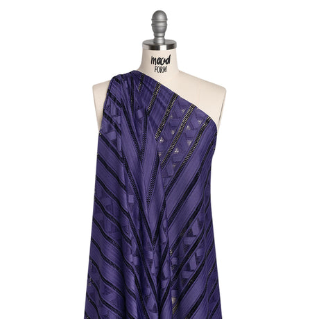 Corded Lace - Violet and Black Geometric Stripes