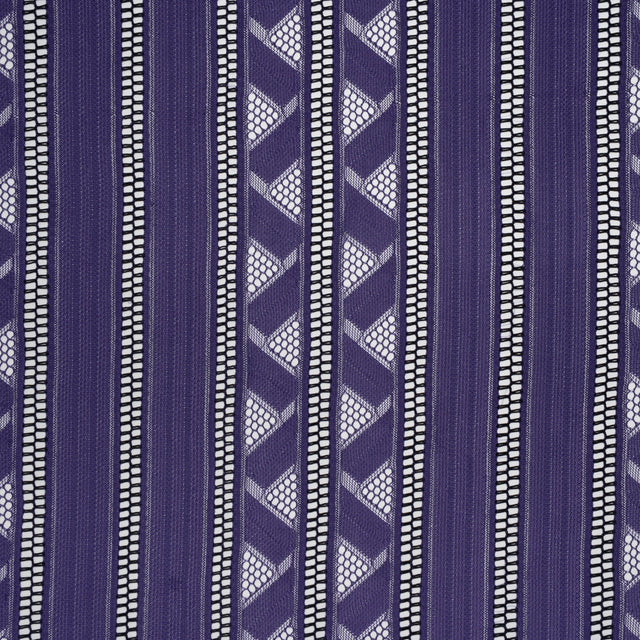 Corded Lace - Violet and Black Geometric Stripes