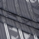 Corded Lace - Gray and Silver Geometric Stripes