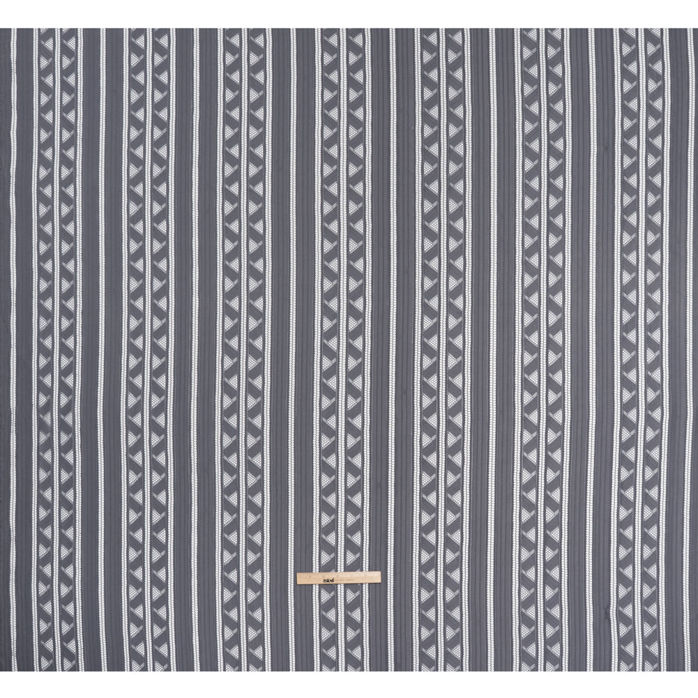 Corded Lace - Gray and Silver Geometric Stripes