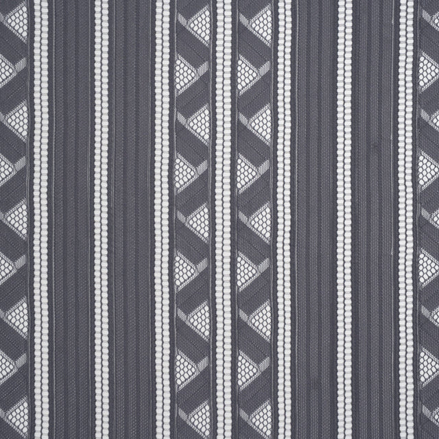 Corded Lace - Gray and Silver Geometric Stripes