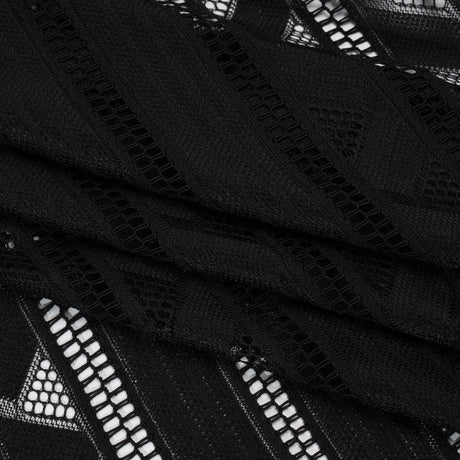 Corded Lace - Black Geometric Stripes